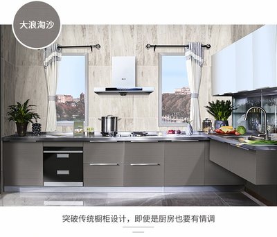 百能不锈钢橱柜图片 蓝色整体橱柜效果图_7