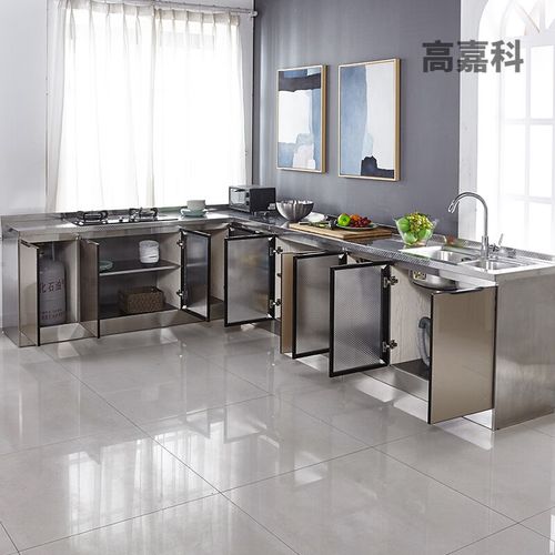 厨房橱柜不锈钢柜子家用租房水槽整体经济型灶台碗柜